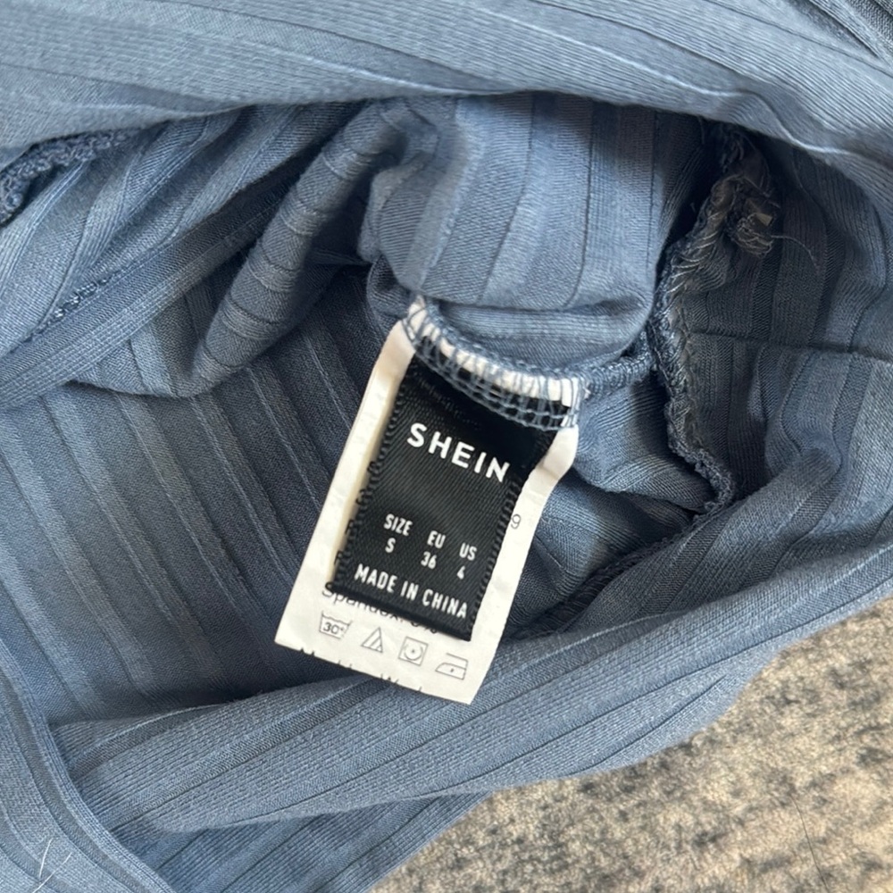 SHEIN Blue Ribbed Wrap Blouse - Picture 2 of 2
